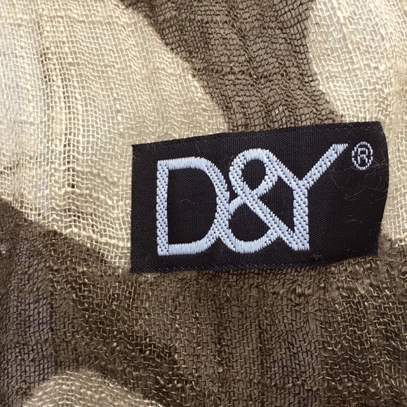 Gauzy brown tan fringed scarf, polka dotted - Picture 6 of 6